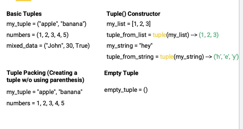 <p>A read only list, immutable, cannot be changed after it's created. In parenthesis. </p>