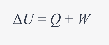 <p>change in internal energy of the system is equal to the work done on the system or by the system plus or minus the heat that flows in or out of the system<br>W&gt;0: work is done ON the system</p><p>W&lt;0: work is done BY the system</p>
