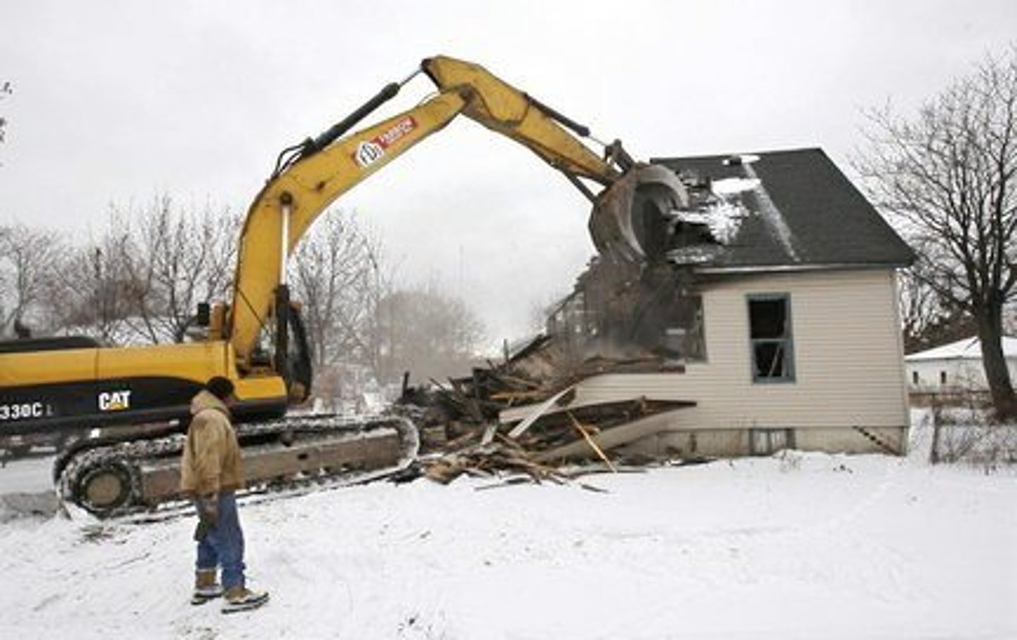 <p>to tear down, break to pieces, or wreck</p>