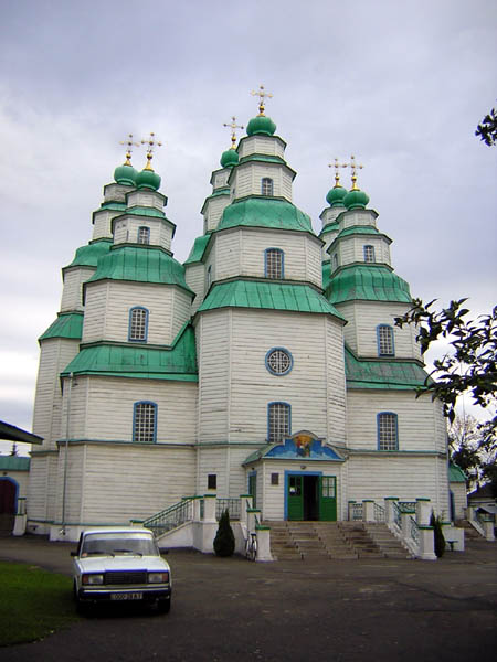 <p>Троїцький собор в Новомосковську (Самарі), Яким Погребняк(архітектор), 1773-1779 рр.</p><p>Стиль: бароко, дерев'яна архітектура</p>