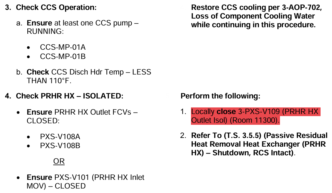 <p>Notice:</p><p>PRHR failsafe isolation: Local within Containment</p>