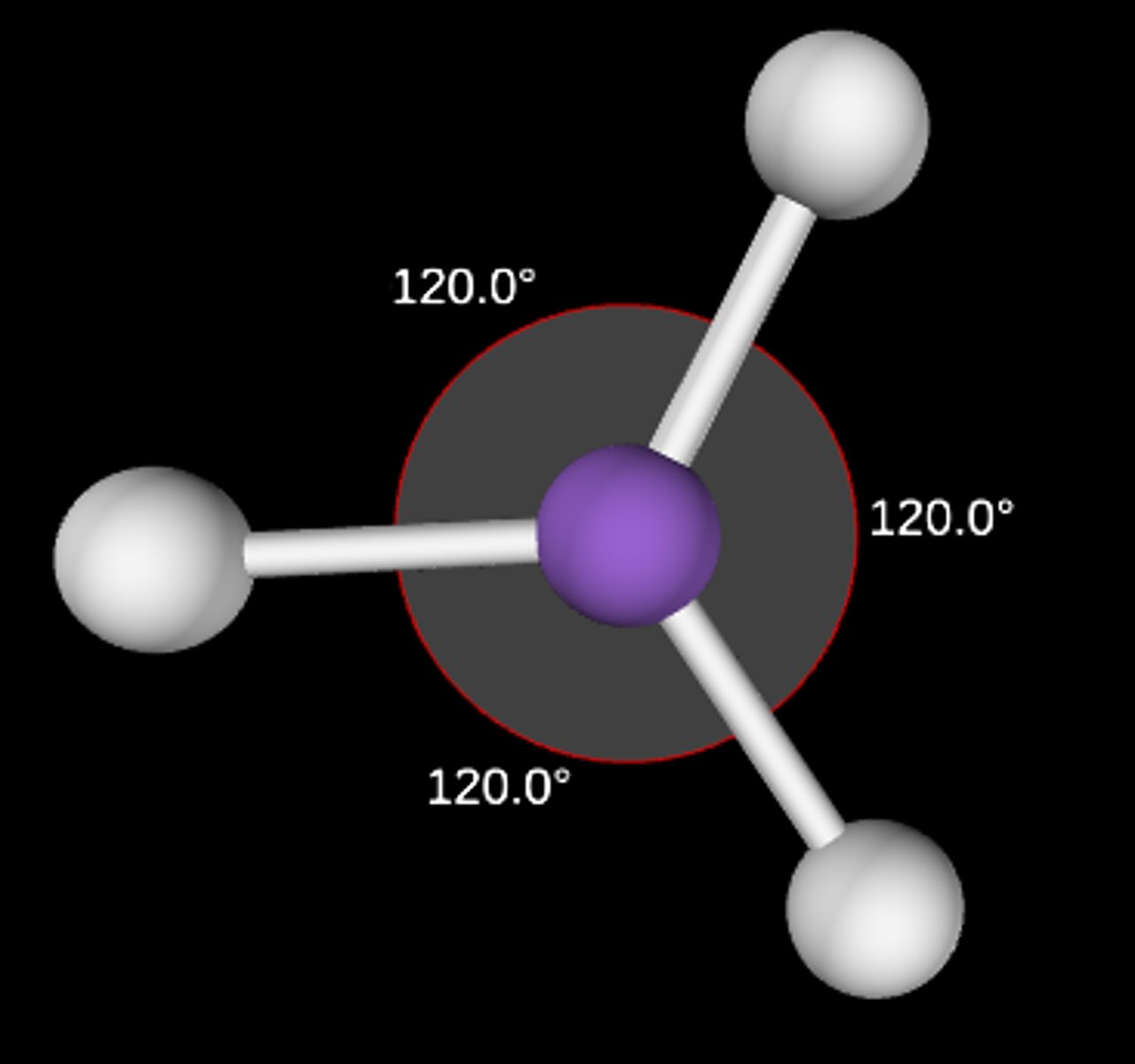 <p>Trigonal planar; 120°; sp2</p>