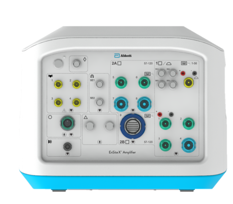 <p>Ensite X Amplifier Front Panel: describe the new signal pathway for EGMs and ECGs</p>