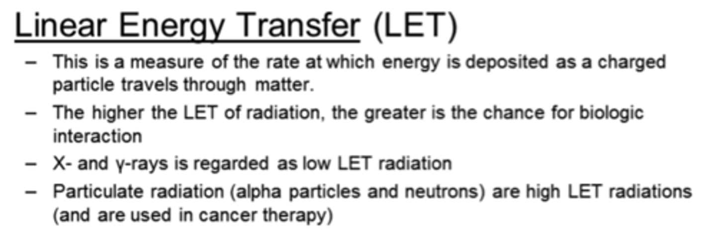 <p>LET=total energy deposited/ track traveled</p>