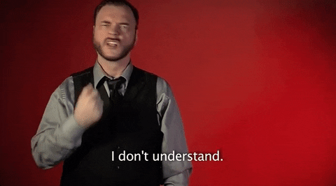<p>Sign “Sorry” first (fist in a circular motion on chest), and then “I don’t understand; <strong>use facial expressions and shake head “No”</strong></p>