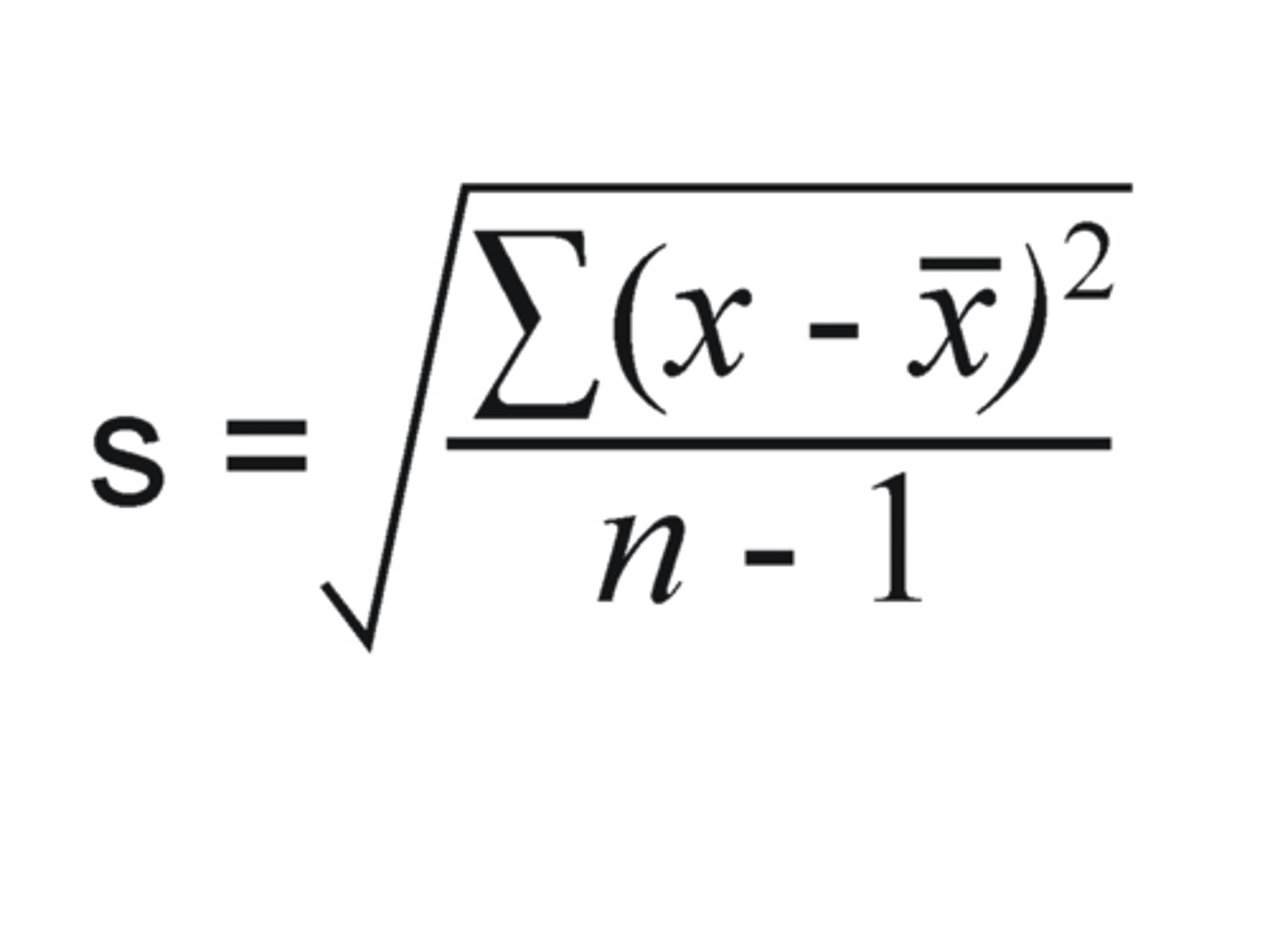 <p>Measure of variability that describes an average distance of every score from the mean</p><p>> Considers all values!</p><p>> Square root of variance to obtain index of variability in original units</p><p>> Symbol = Sigma</p>
