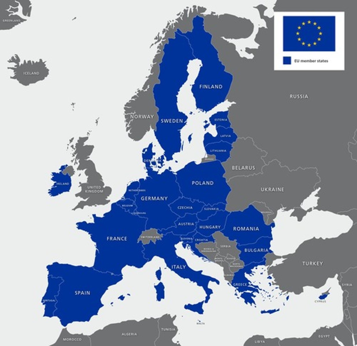 <p>Countries that are part of the European Union.</p>