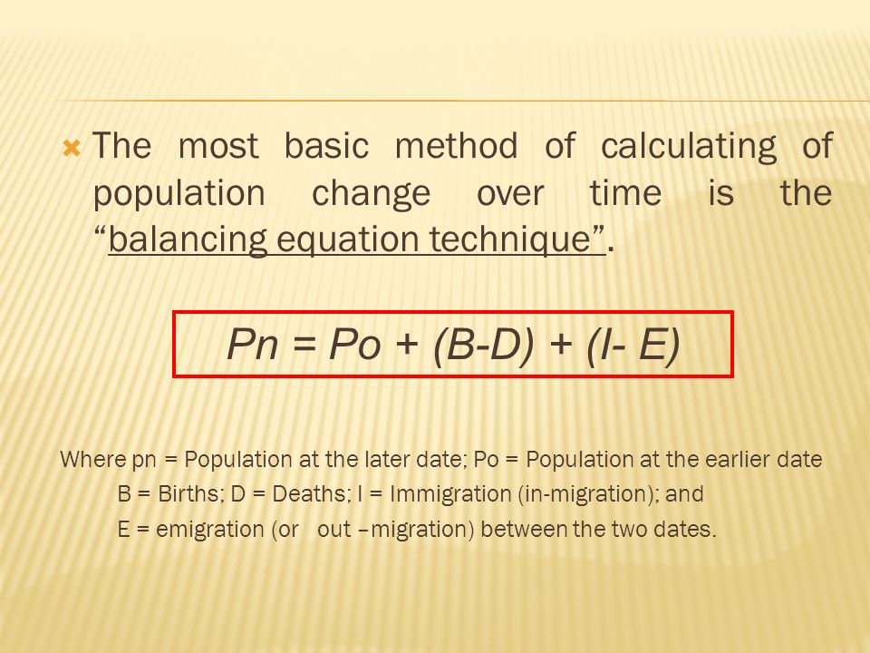 <p>Demographic Balancing Equation</p>