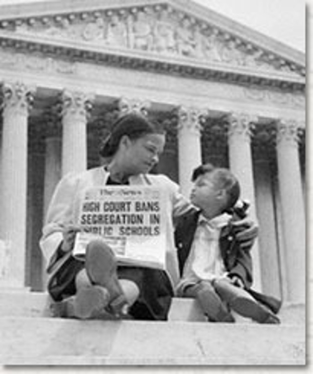 <p>Oliver Brown's daughter, Linda, went to a faraway school that was segregated, and not the school closest to their home</p><p>Sued the BOE of Topeka citing the Equal protection clause of the 14th amendment</p><p>SCOTUS sided with Brown stating that the "separate but equal" doctrine placed by Plessy v Ferguson was indeed unconstitutional, and that it was unconstitutional to have racist segregation in a school environment</p><p>This overturning of Plessy helped expand desegregation to other spheres in the country</p><p>Monumental case in the Civil Rights movement</p><p>The dividing point in America of Past vs Present</p>