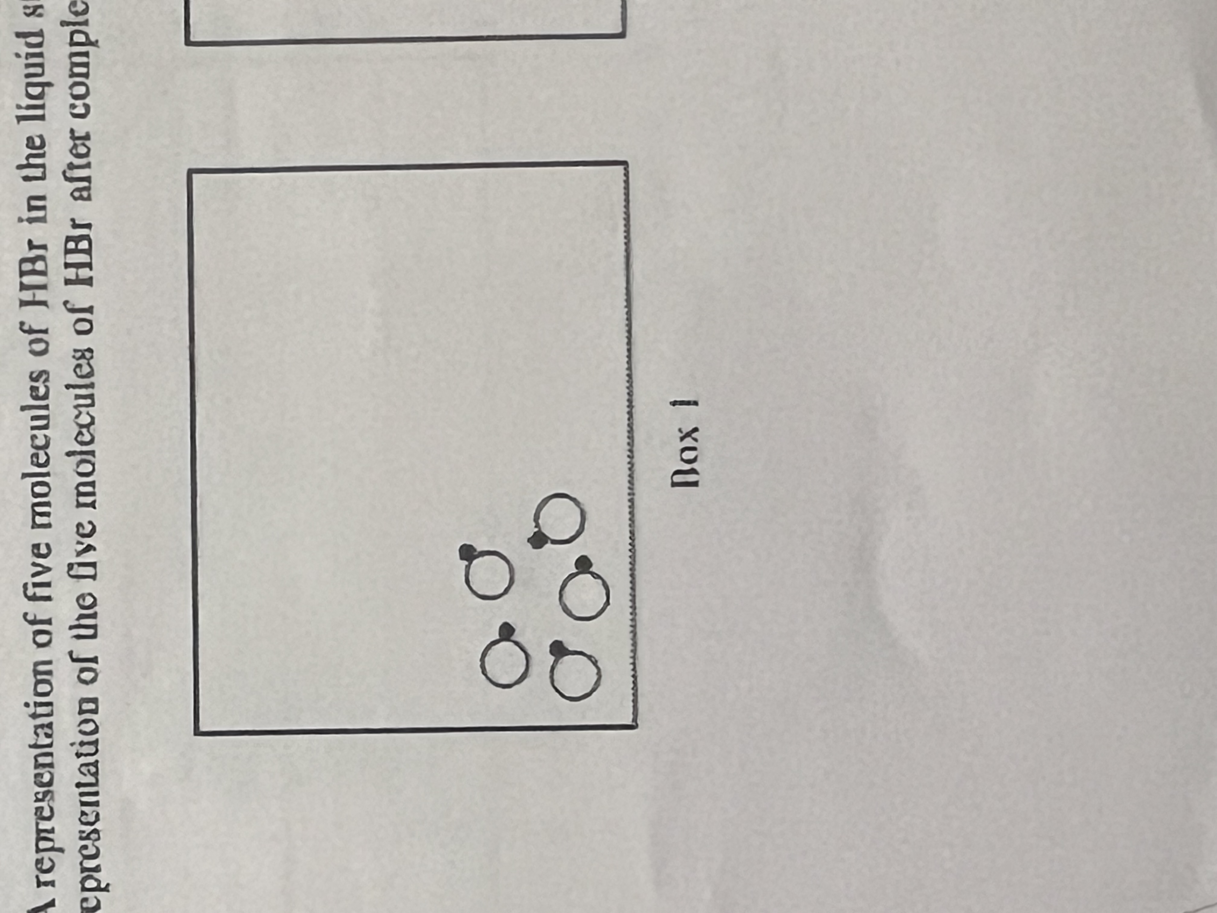 <p>Draw in another box what the five molecules of HBr would look like AFTER vaporization has occurred </p>