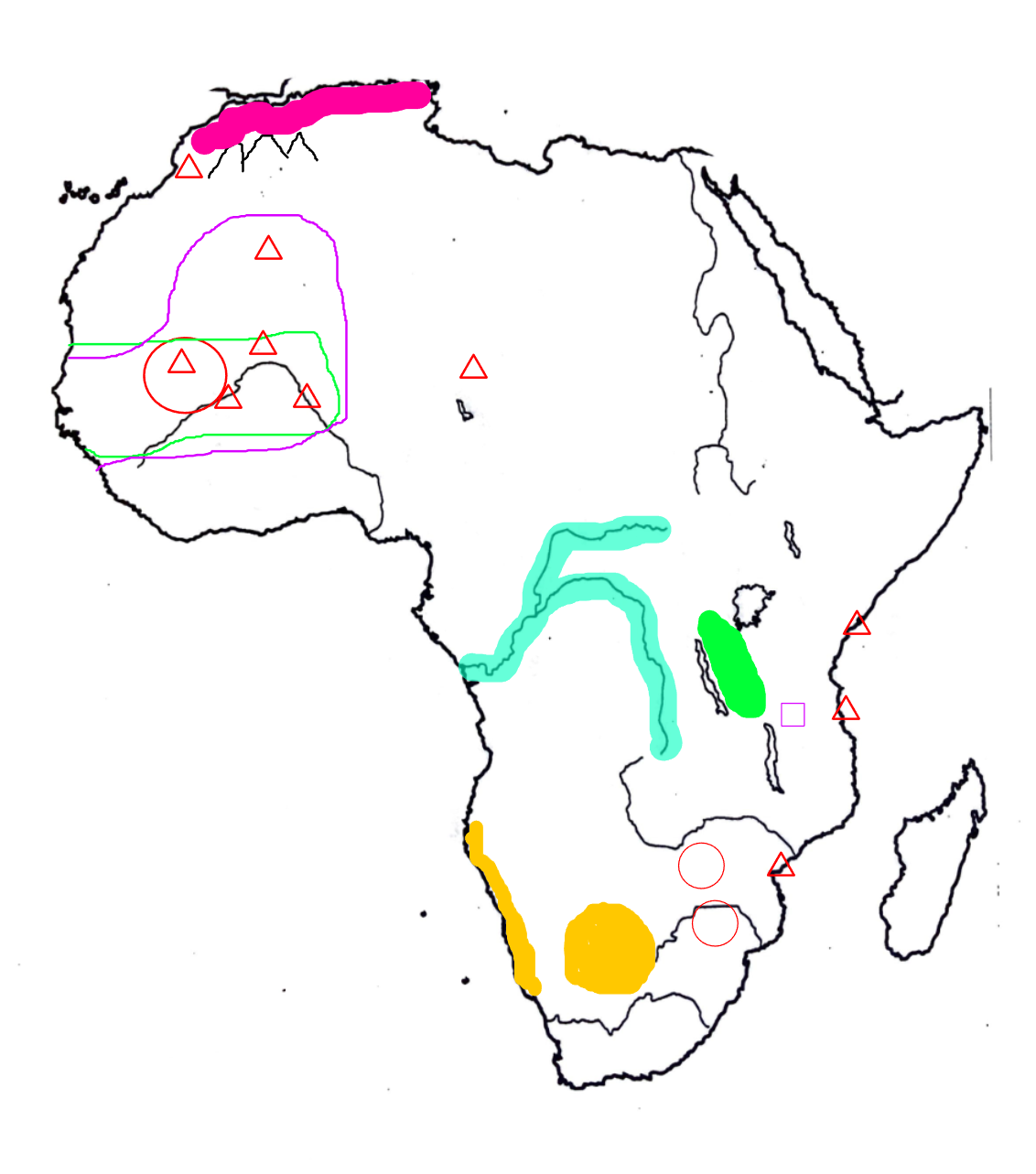 <p>The upside-down curved river that splits into 2 parts in Central Africa</p>