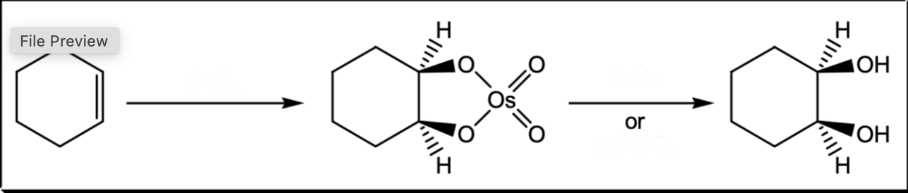 <p>Syn addition of two OH groups to a pi bond</p>