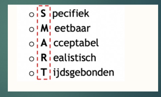 welk resultaat we op een bepaald ogenblik bereikt moeten hebben