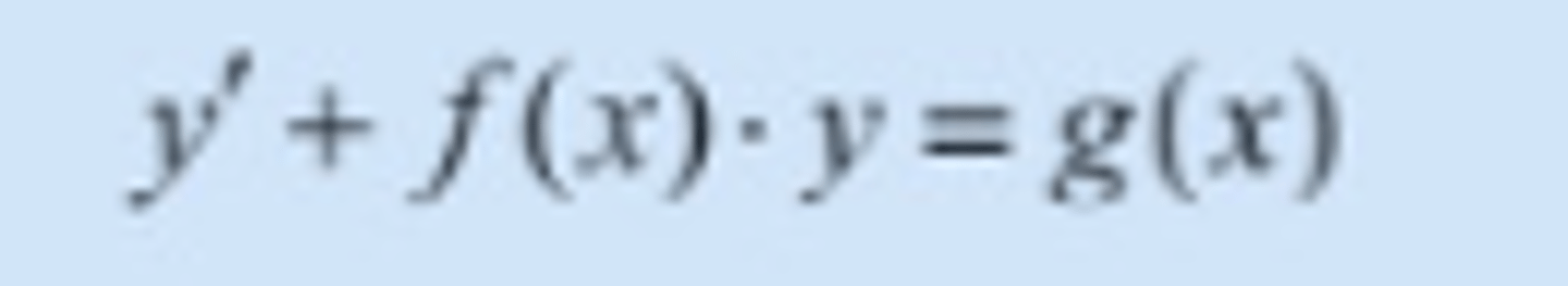<p>dersom g(x) = 0 er likningen homogen. Løses elsker deg &lt;3 å multiplisere med den integrerende faktoren e^F(x) der F er en antiderivert til f</p>