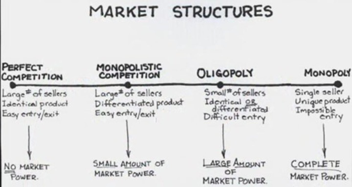 <p>It has a large number of independent sellers with identical and standardized products, where sellers cannot raise their prices.</p>