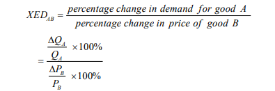<p>measures the <mark>responsiveness of demand for one good to a change in the price of another good</mark>, ceteris paribus.</p>