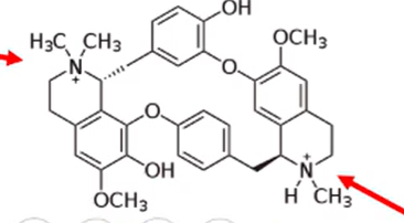 <p>what happens to non-depolarizing neuromuscular blocking agents that only have one quaternary ammonium group and a protonated tertiary amine like the one pictured </p>