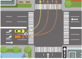 <p>left turn 2 way → 1 way</p>