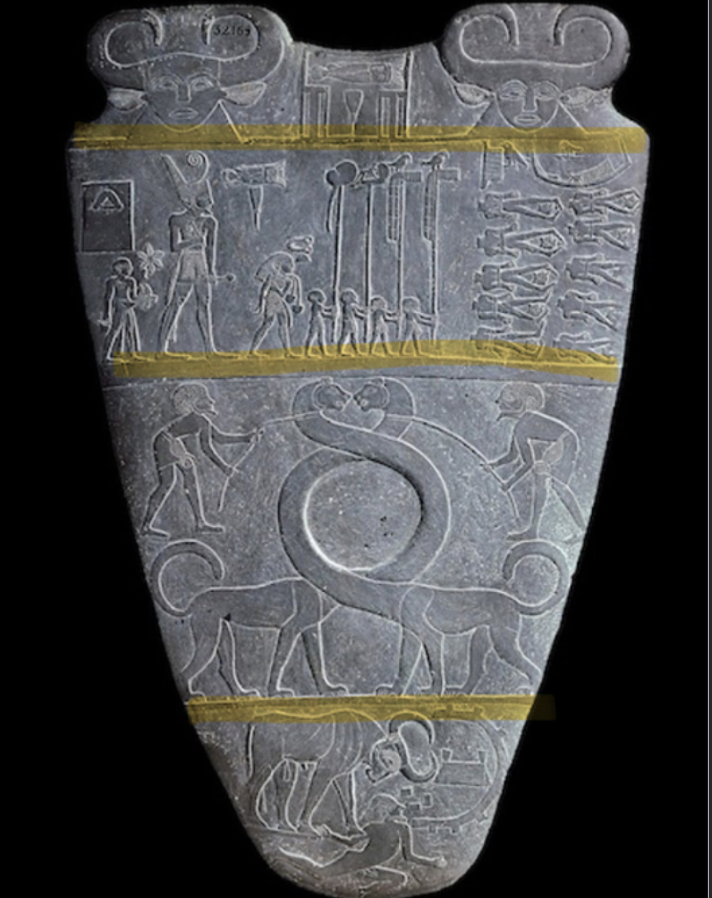 <p>Horizontal bands used to neatly order pictorial elements in Egyptian narrative art (narrative art = art that depicts stories)</p>