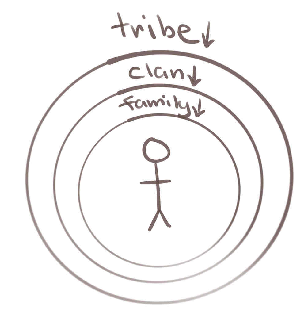<ul><li><p><em>clan</em> - <u>kinship group</u> with common ances.</p></li><li><p><em>tribe</em> - <u>group of clans</u> with common ances.</p></li></ul>