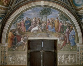 <p>Marcantonio Raimondi na Raphael, Apollo op Parnassas, ca. 1517-20, gravure, 35.5 x 46.9 cm</p>