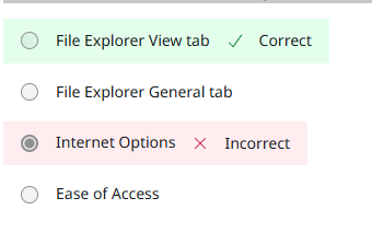 <p>On the File Explorer View tab, among many other options, users can configure hidden extensions, hidden files, and hide operating system files.</p><p style="text-align: left;">On the File Explorer General tab, users can set options for the layout of Explorer windows and switch between the single-click and double-click styles of opening shortcuts.</p><p style="text-align: left;">Ease of Access settings configure input and output options to best suit each user. There are three main settings groups.</p><p style="text-align: left;">The Internet Options Control Panel applet exposes the configuration settings for Microsoft’s Internet Explorer (IE) browser. The Security tab restricts what types of potentially risky active content are allowed to run.</p>