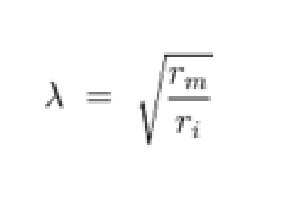 <p>what is rm and ri in length constant formula?</p>