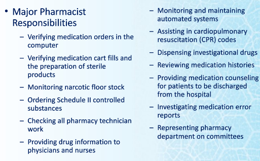 Pharmacist Responsibilities