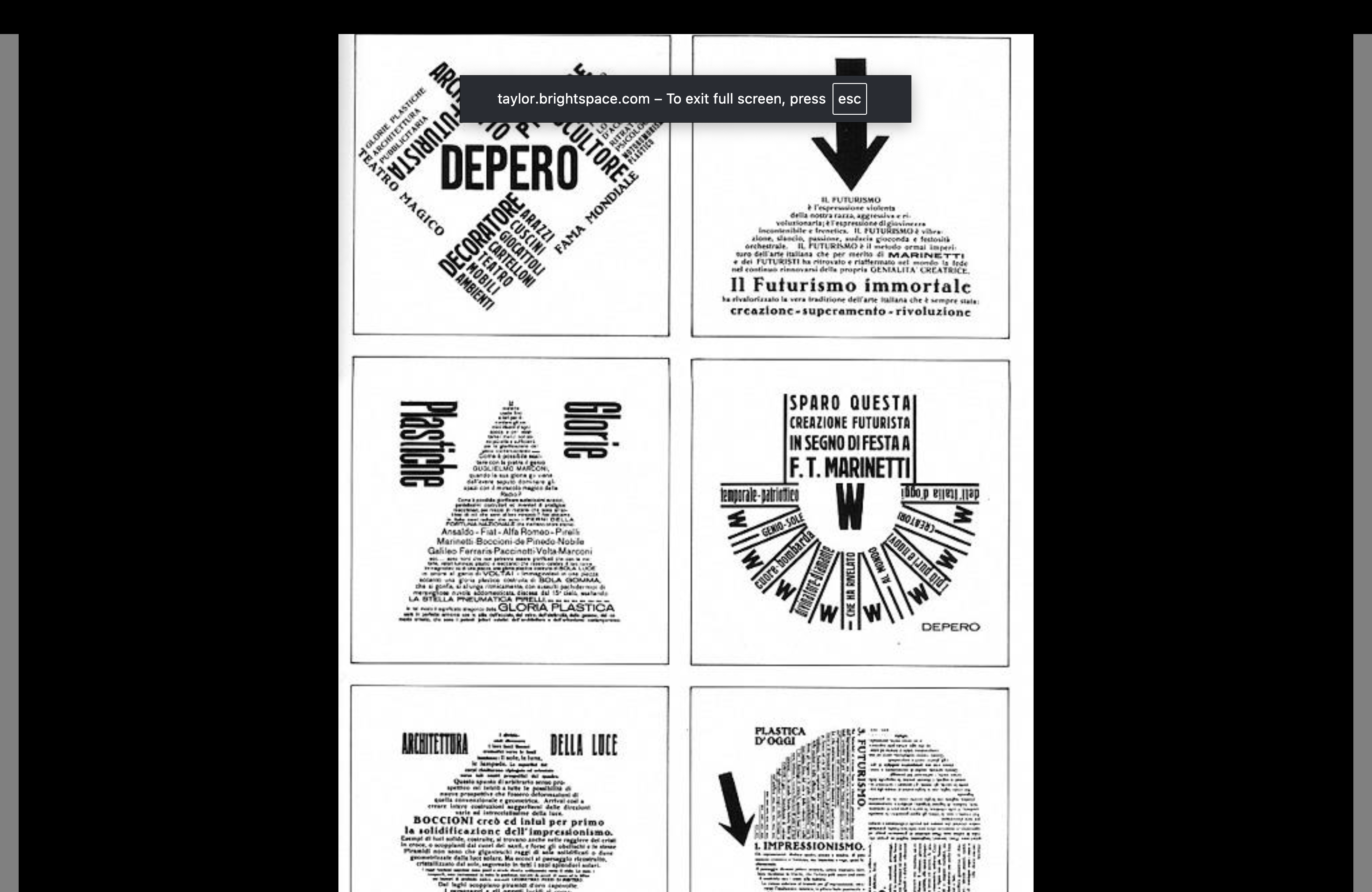 <p>1909-1916<br>Beauty of industry!<br>F.T. Marinetti<br>Speed and technology<br>Dynamic type — focused less on readability<br>Bold linework<br>Fractured shapes<br>Picasso influence — Cubiform<br>Italian Politics — Fascism<br>Machinery</p>