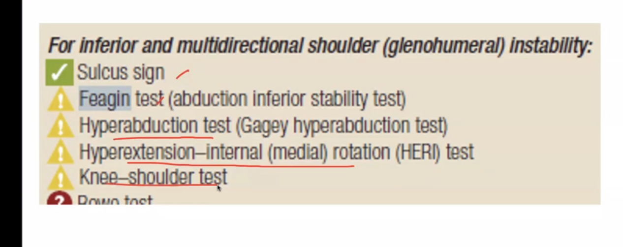 <ul><li><p>D&nbsp;&nbsp;</p></li><li><p>Feagin - tests inferior stability of the joint</p></li></ul><p></p>