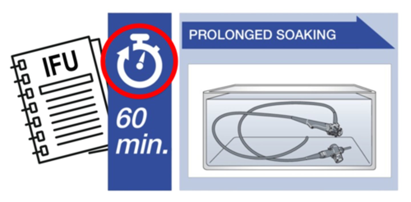 <p>the procedure for cleaning endoscopes that have not been processed within an hour after the completion of point-of-use treatment</p>