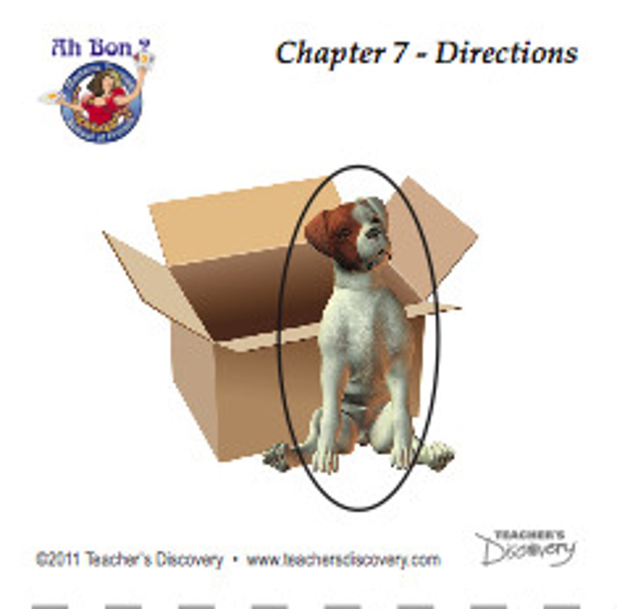 <p>The dog is in front of the box.</p>