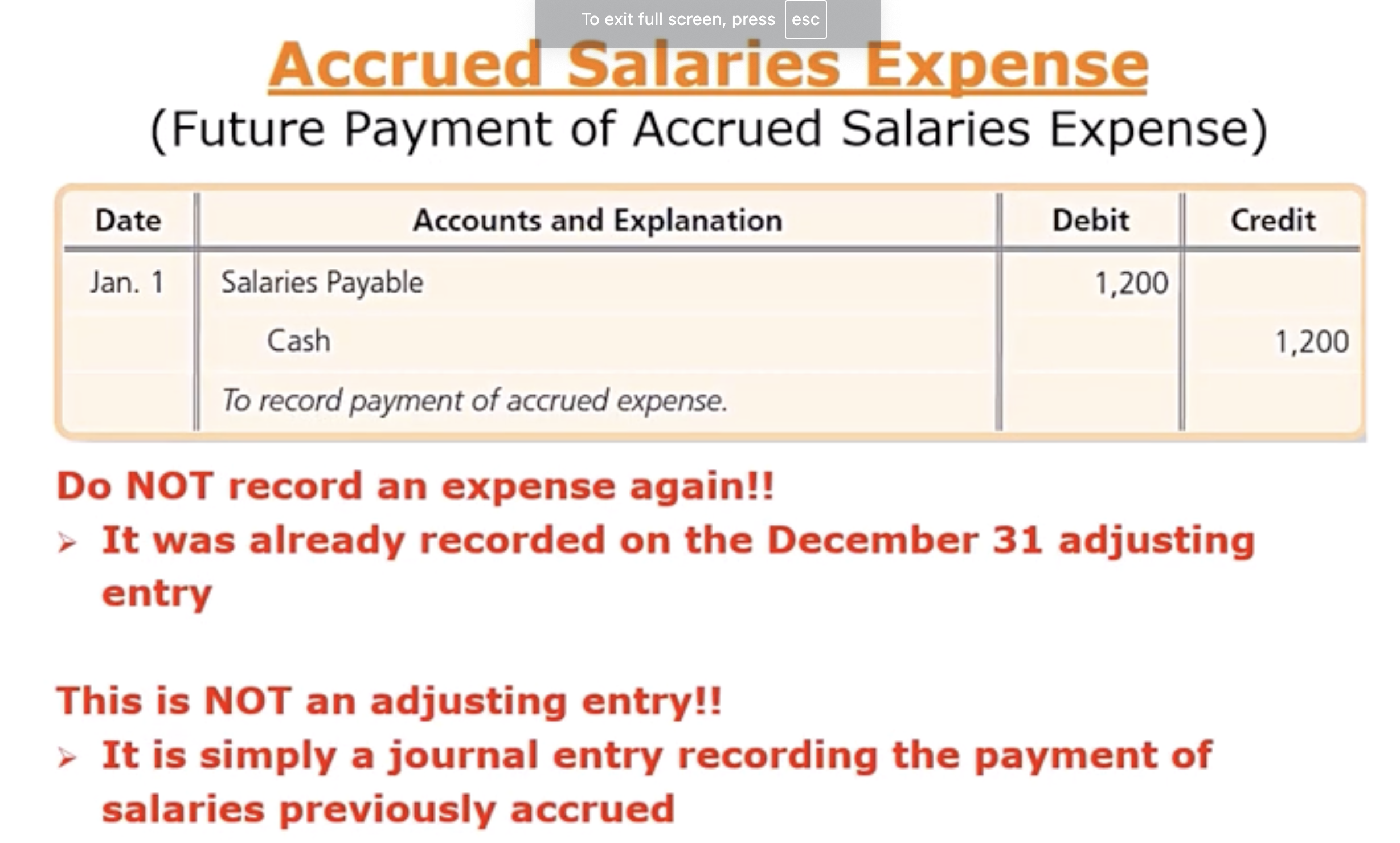 <p>This is not an ADJUSTING ENTRY! Only occur at the end accounting period and NEVER address cash</p>