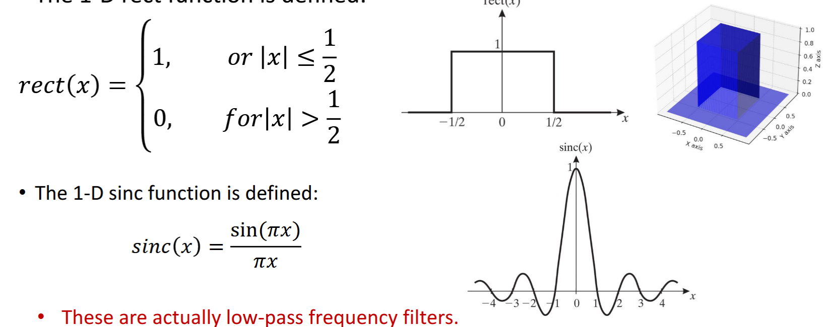 <p>Low pass filters, fourier transforms of each other </p>