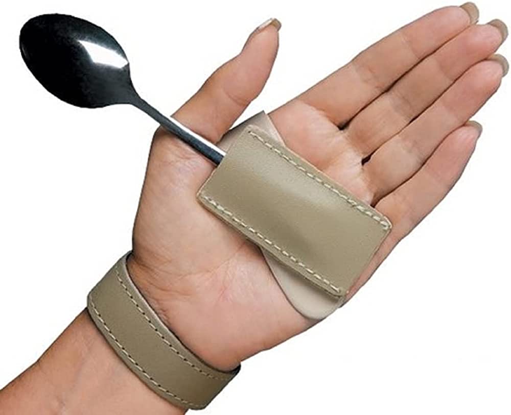 <p>- can be used associate to devices (e.g. spoon assistive device)</p><p>- accommodates eating utensils and writing instruments, assisting with daily functions</p>