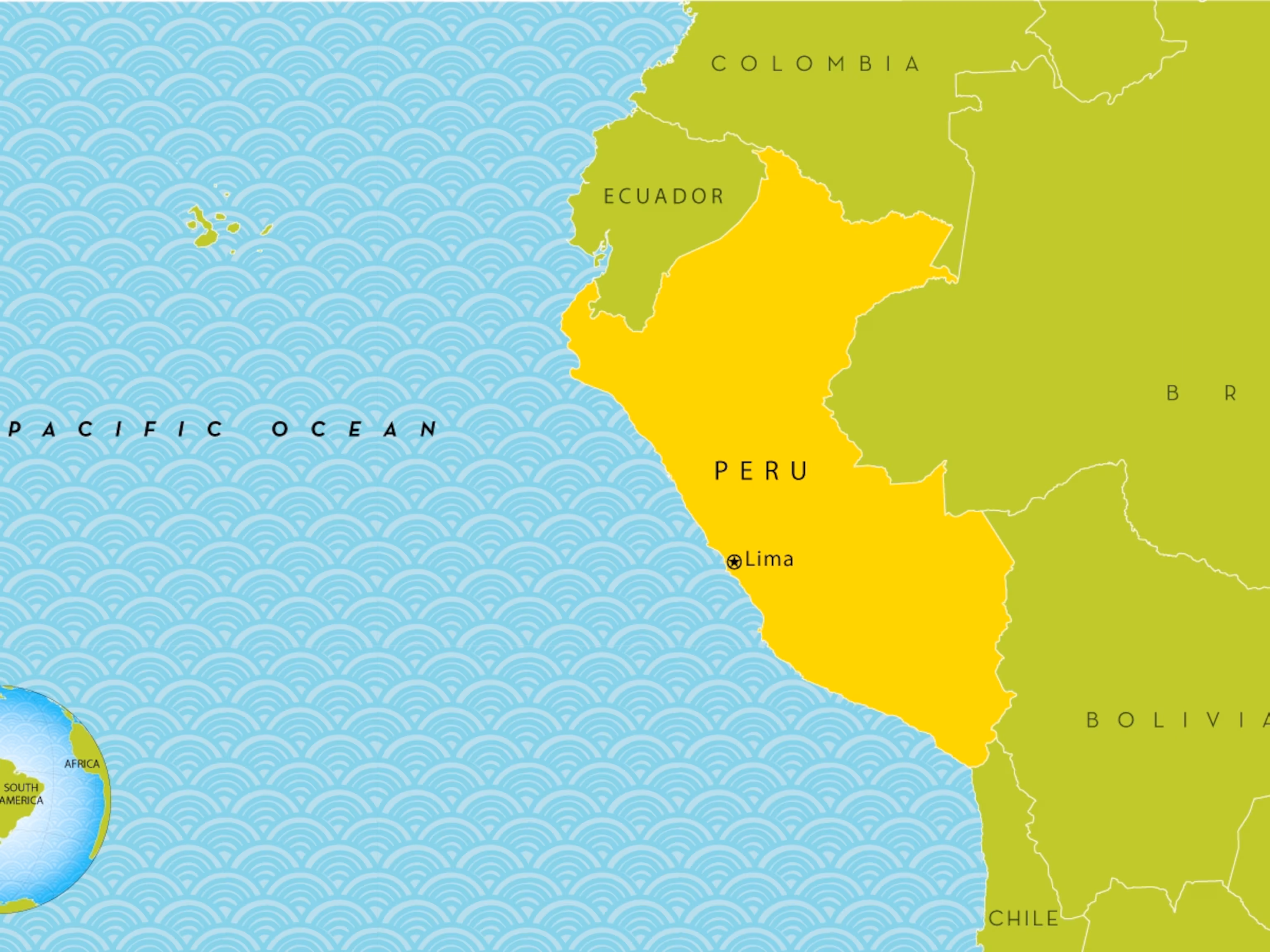<p><span><span>a country in western South America, defined by three distinct longitudinal geographical regions: </span></span><mark data-color="unset" style="background-color: unset; color: inherit;">a narrow arid coastal plain, the high-altitude Andes Mountains, and the eastern Amazon Basin rainforest</mark></p>