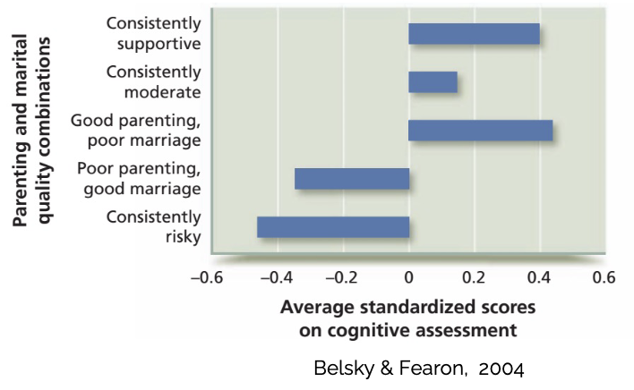 <p>conflict = poorer outcomes for kids</p><ul><li><p>divorce associated with increased problems in kids</p></li></ul>