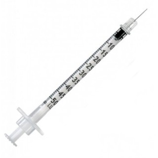 <p>A specialized syringe used in medical simulations to accurately administer and measure blood glucose levels, often utilized in IV trainer scenarios. </p>