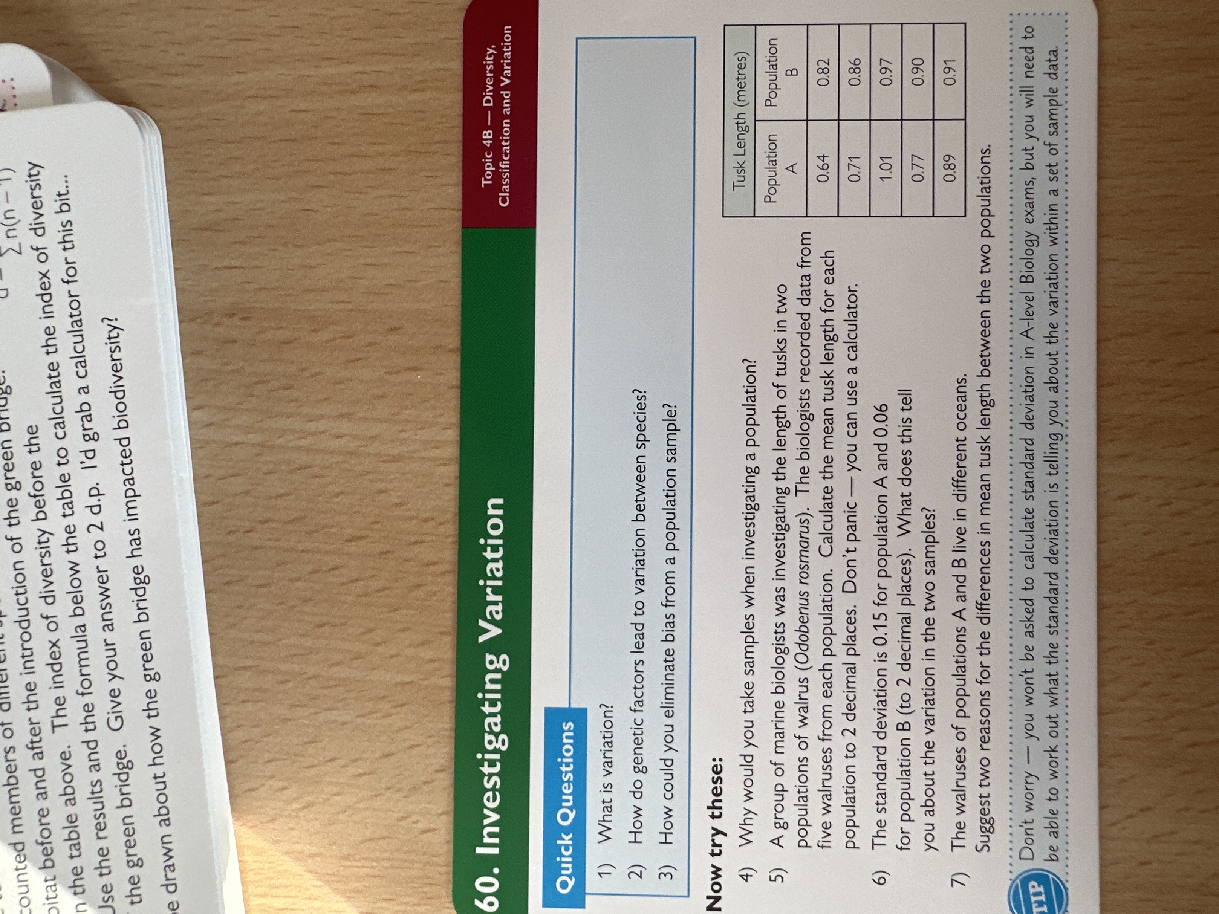 Investigating variation 