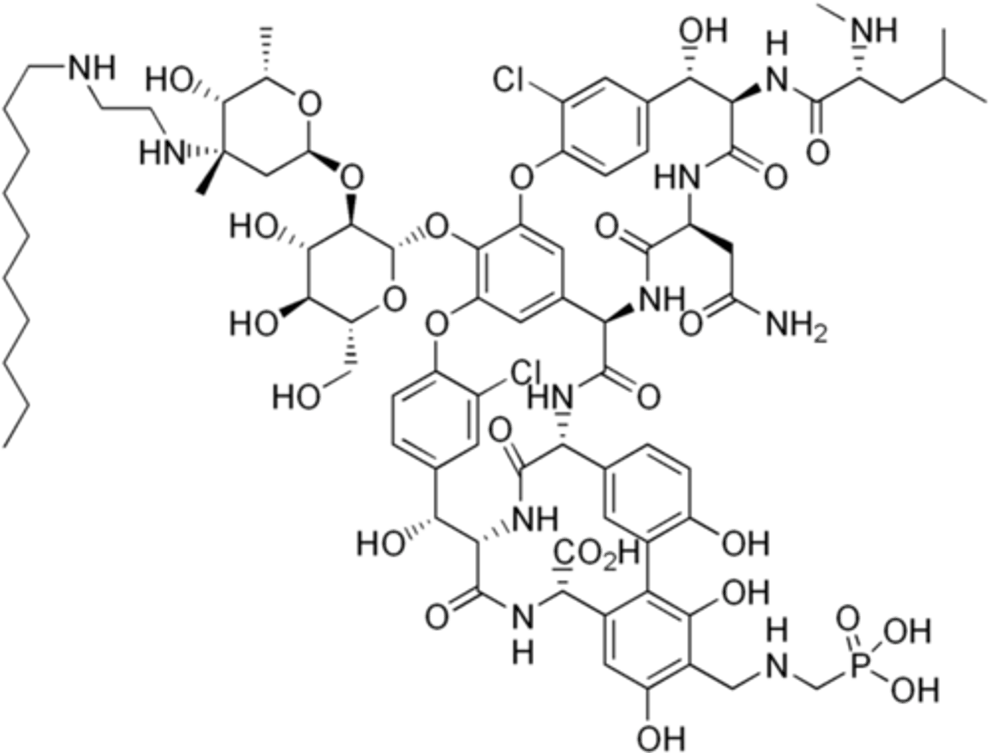 <p>lipoglycopeptide</p><p>- synthetic derivative of vancomycin</p><p>- approved 2009 for cSSSI</p><p>- inhibits bacterial cell wall synthesis</p><p>- disruption of bacterial membrane - makes it more leaky</p><p>- large lipid tails that associate into gram-positive walls (more gram-positive agents)</p>