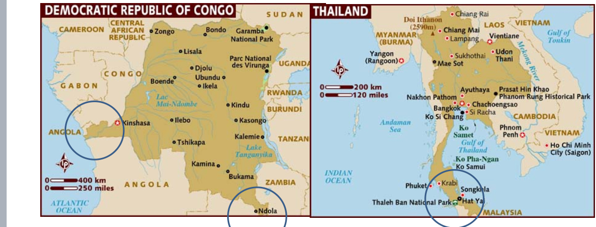 <p>A state that has a substantial protrusion or extension, often leading to issues of governance. (dr congo, thailand)</p>