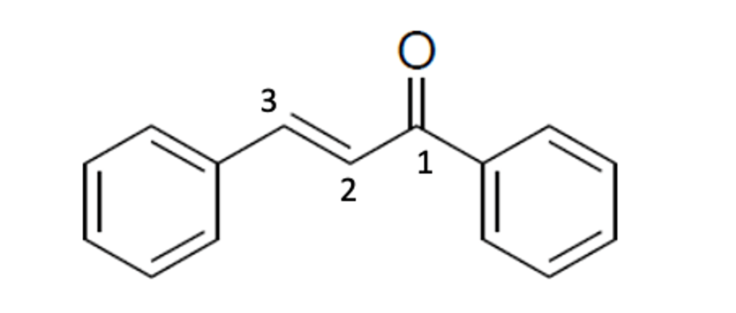 <p>The α-unsaturated carbon is the carbon in position 2 because it is the carbon next to the carbonyl bond. The β-unsaturated carbon is the carbon in position 3 because it is two carbons away from the carbonyl bond.</p>