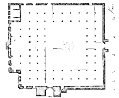 <p>unroofed enclosure approximating a parallelogram on plan. It is characterized by an open Courtyard with a fountain in the center surrounded by an enclosure</p>