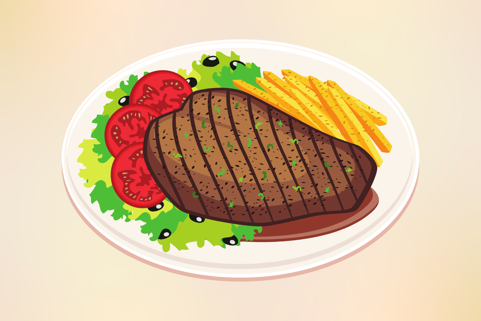 <p><span>Un plat composé d'un steak servi avec des frites.</span></p>