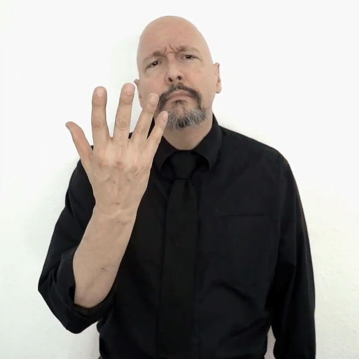 <p>start with hand in a fist, then open palm</p>