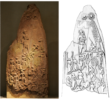 <ul><li><p>A pink limestone relief sculpture <mark data-color="blue" style="background-color: blue; color: inherit;">depicting King Naram-Sin of Akkad leading the Akkadian army</mark> to victory over the Lullubi, a mountain people from the Zagros Mountains.</p></li><li><p><mark data-color="blue" style="background-color: blue; color: inherit;">Naram-Sin was considered the greatest among the Akkadian kings</mark>, having expanded the empire beyond its borders and increased the empire's wealth through trade. His reign also saw Akkadian becoming the lingua franca of the Middle East, replacing Sumerian.&nbsp;</p></li></ul><p></p>