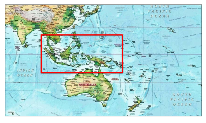<p><span>A biogeographical region of islands between the Asian and Australian continental shelves. It is a mixing zone with unique species from both regions.</span></p>