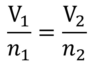 <p>Avogadros law </p>