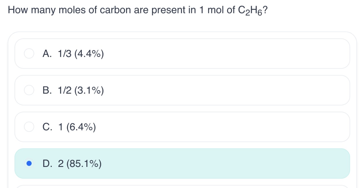 <p>two carbons times 1 mole</p>