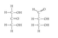 <p>5) Choose the term that correctly describes the relationship between these two sugar molecules:</p><p class="p1">A) structural isomers</p><p class="p1">B) <em>cis-trans</em> isomers</p><p class="p1">C) enantiomers</p><p class="p1">D) isotopes</p>